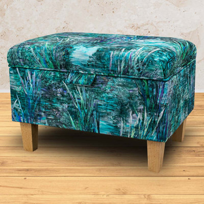 50.8cm Wide Velvet Rectangle Floral Footstool Ottoman with Storage