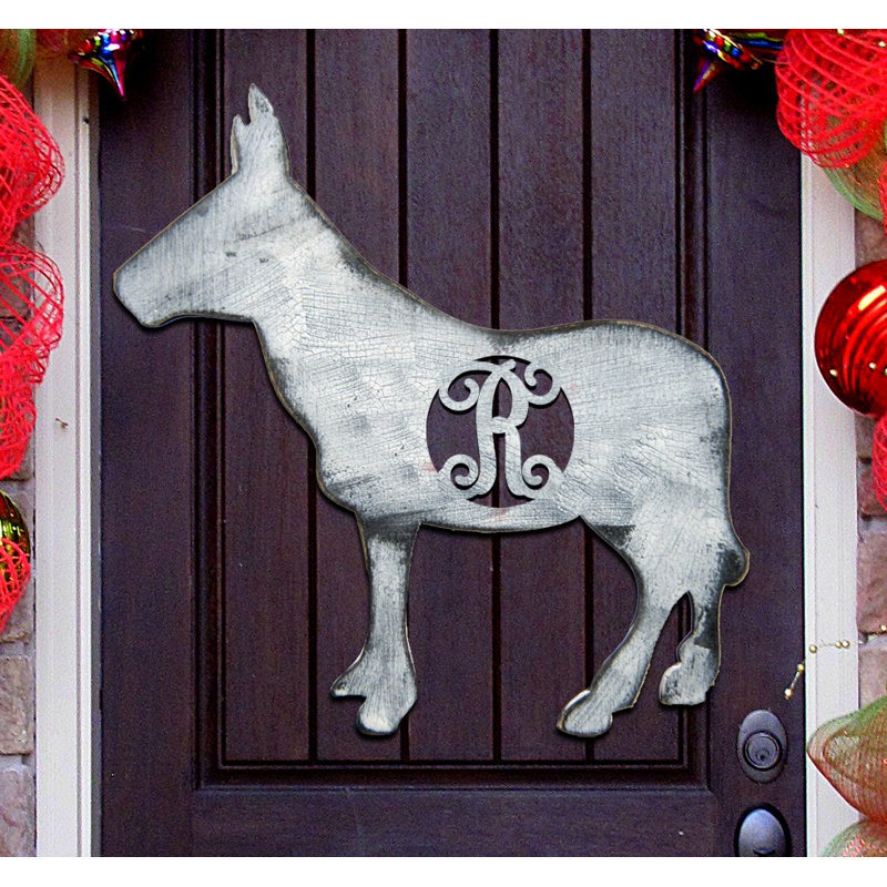 Décoration murale de forme simple lettre en bois donkey rustique, T
