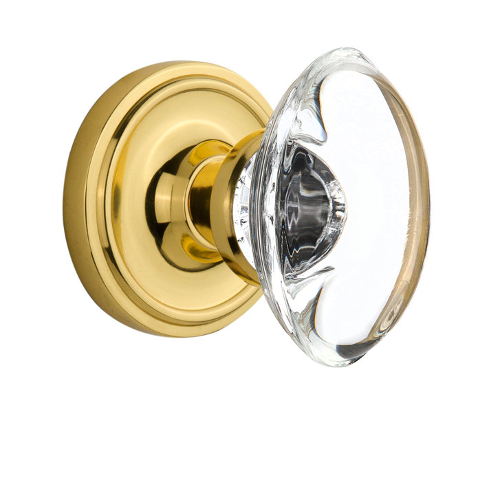 Classic Rosette with Oval Clear Crystal Door Knob Nostalgic Warehouse 