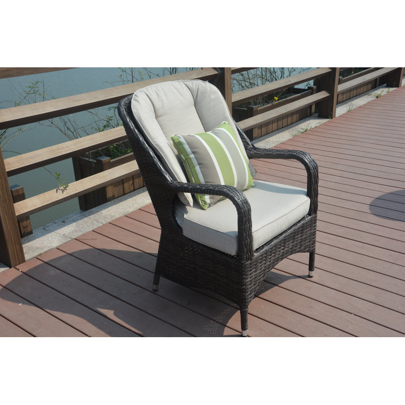 Chaise de patio avec coussins Moira, Brun/beige