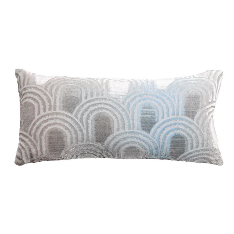 Endless Velvet Geometric Lumbar Pillow Cover & Insert, Robin's Egg