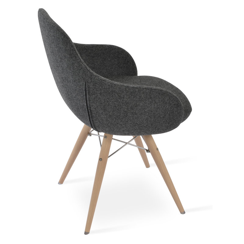 Gazel 17.7'' H Camira Wool Upholstered Armchair, Dark Gray, Natural