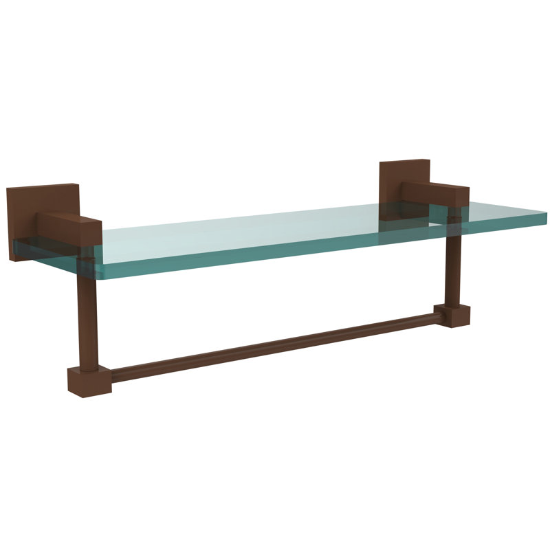 Haranu Bracket Shelf with Towel Bar, Antique Bronze, 16 Inch