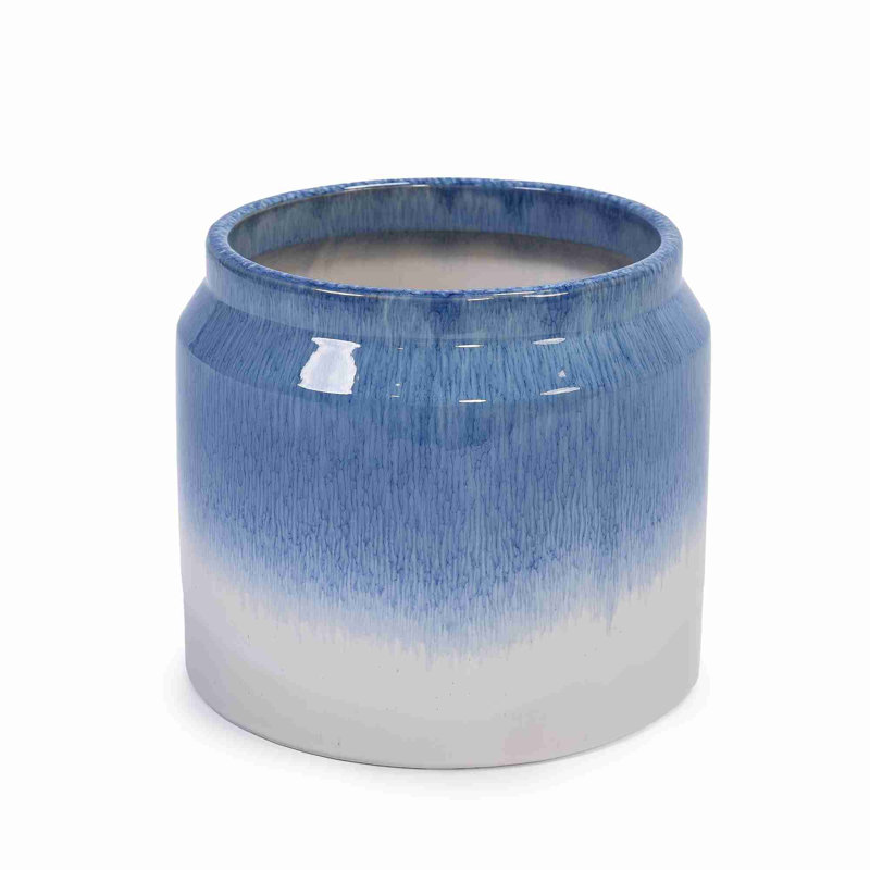 High-quality ceramic flower pots, White/Blue