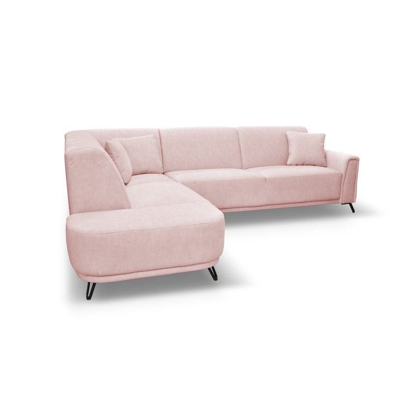Vecellio 4 Seater Corner Sofa , Pink, Left facing