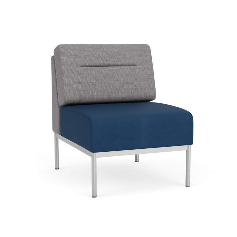 Chaise d'invité sans accoudoirs Darsey, Chambray gris; Patriot Plus Blue Ridge, Sans alimentation, Argent argent