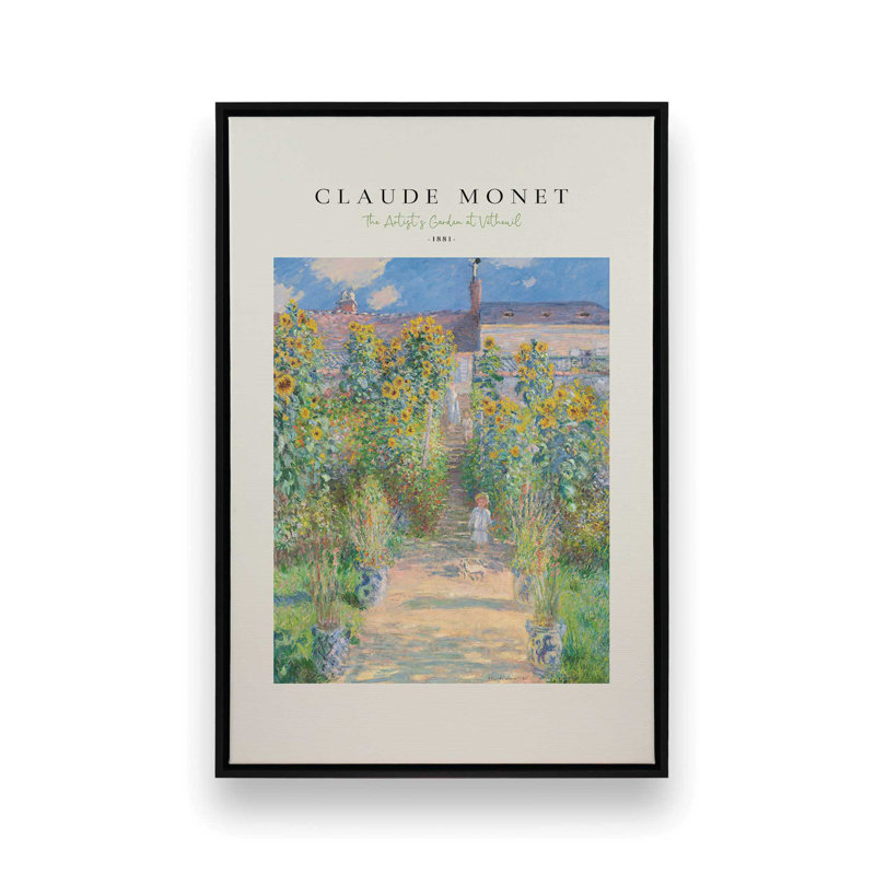 Le jardin de l'artiste par Monet v2, Cadre flottant noir satiné, H 36,75 po x l 24,75 po x P 1,75 po