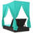  Double Sun Lounger With Roof And Curtains Black Poly Rattan-854547004