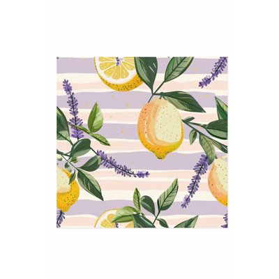 «Food and Kitchen Lemons & Stripes III», reproduction d'art moderne sans cadre