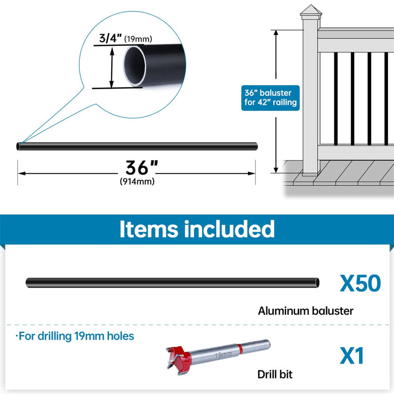 36" x 1.9" Deck Railing Set