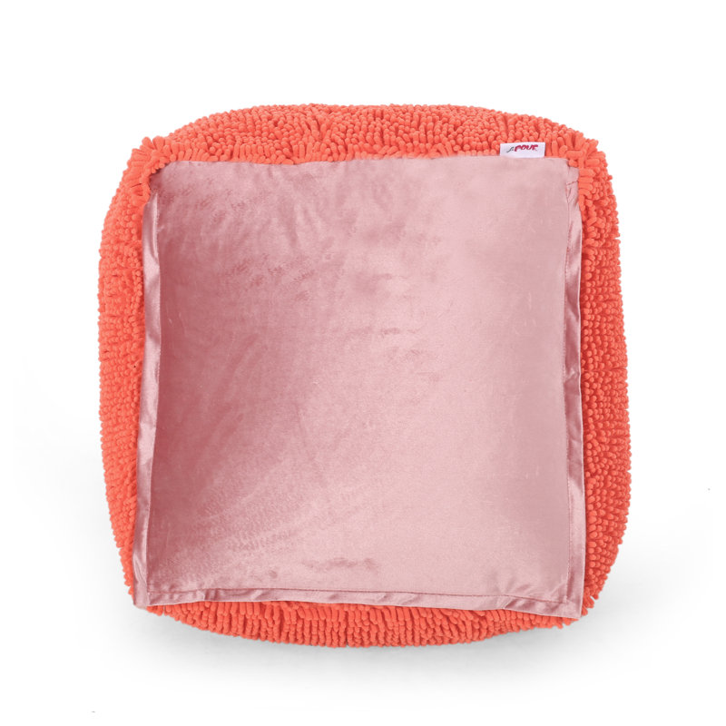 Repose-pieds en microfibre Coral, Microfibre / microsuède orange