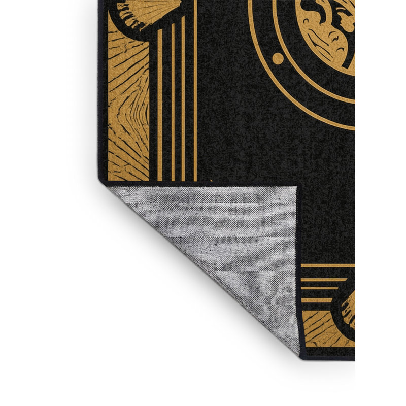 Tapis noir moderne et contemporain lavable à la machine Bleigh New Years, 7 x 9
