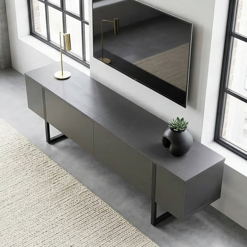 Buffet et meuble télé Elara, Anthracite / noir mat