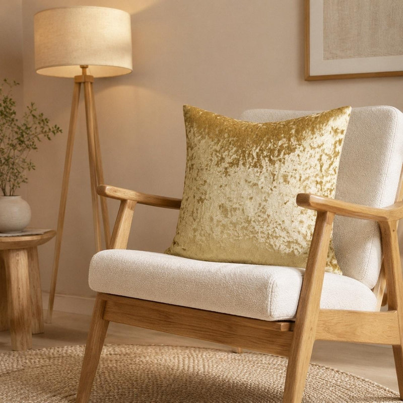 Housse de coussin en velours de couleur unie, Golden