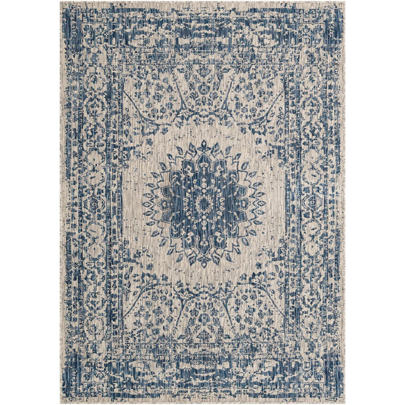 Tapis bleu Contemporary Hitchens, Rectangle 5 pi 3 po x 7 pi 1 po