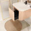 Meuble de salle de bain mural de 24 po de forme moderne incurvé, grain de bois ondulé, lavabo intégré, tiroir pour organiser une armoire à montage quotidien avec motif, texture de grain, marbre et céramique-853678695