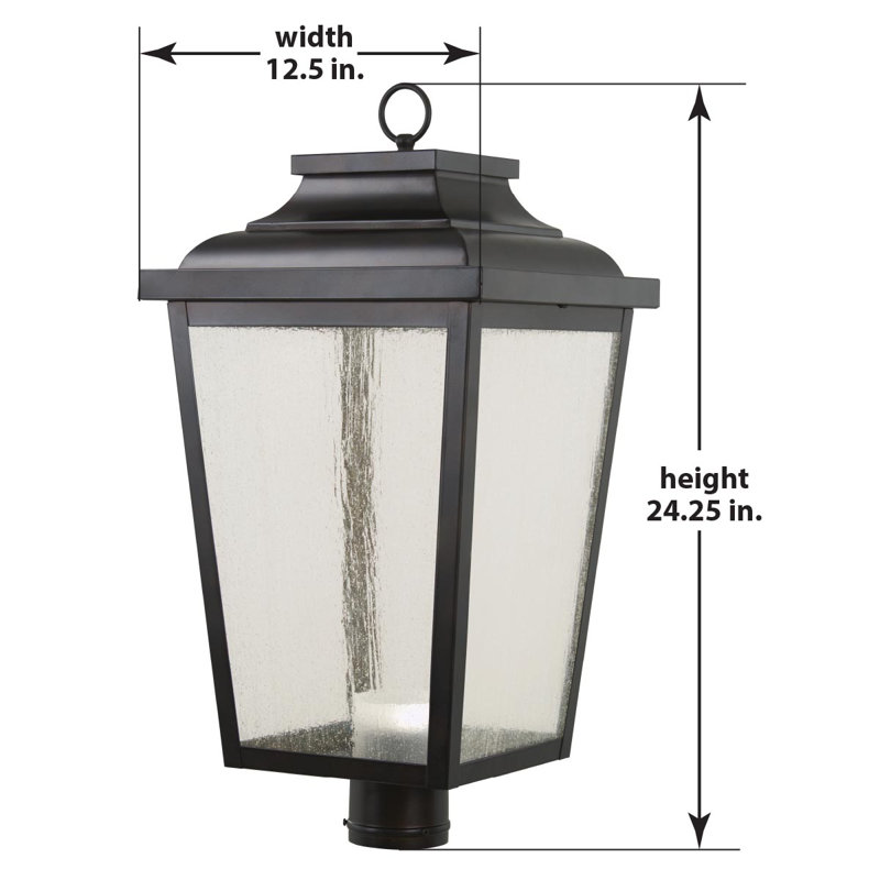 Tête de lanterne DEL intégrée câblée à 1 lumière Mayhugh, H 24,25 po x l 12,5 po x P 12,5 po, Noir