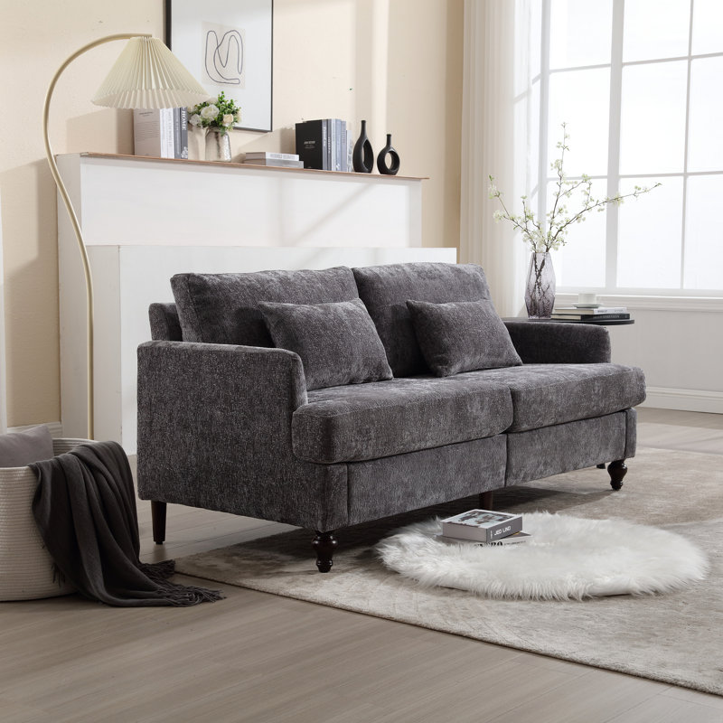 Canapé en tissu d'ameublement Chenille, Gris