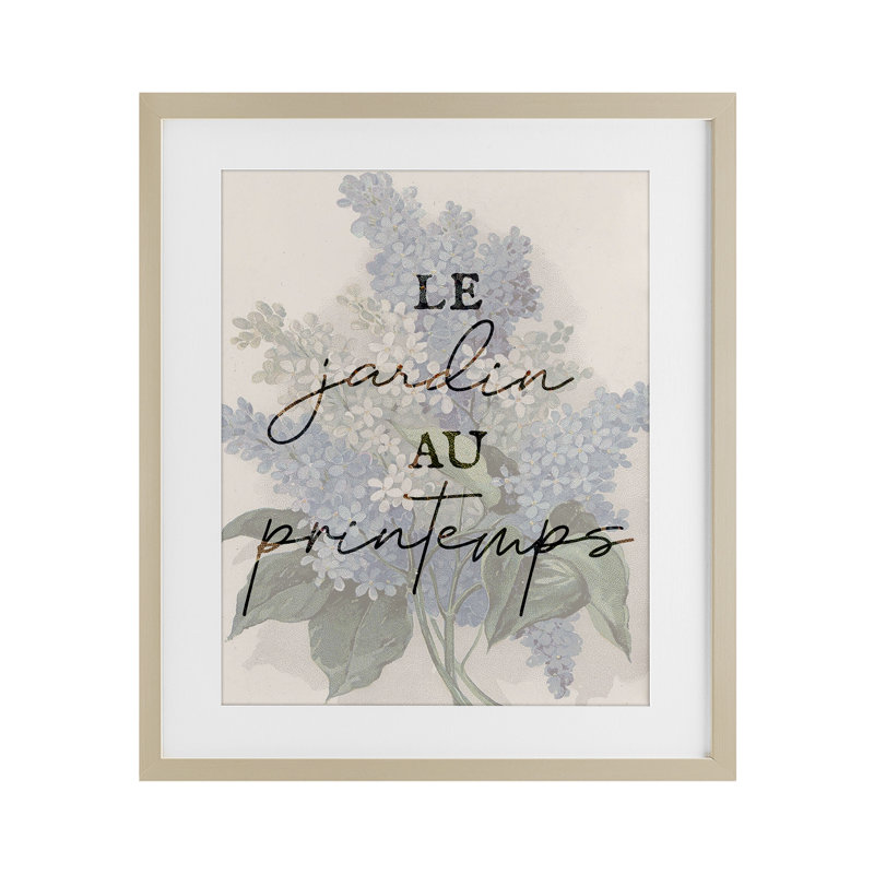 «Garden in Spring», reproduction encadrée sous verre, par Lil 'Rue, H 16 po x l 13 po, Cadre de récolte en pin