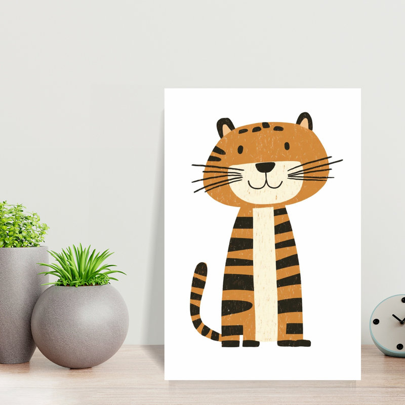 Cute Cartoon Tiger Contemporary Tiger Wall Art Print by Mathieu - Wrapped Canvas Print, 45.72cm H x 30.48cm W