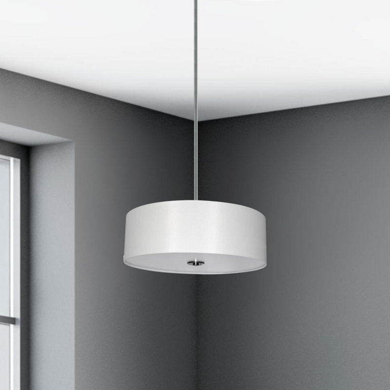 Lustre tambour 4 lumières à abat-jour Olivo, Blanc immaculé
