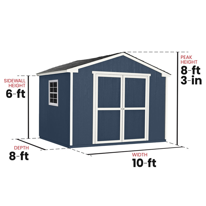 Charleston Wood Storage Shed, 10 ft. W x 8 ft. D, With Floor (Professional Installation Included), 10' W x 8' D, Yes, Yes