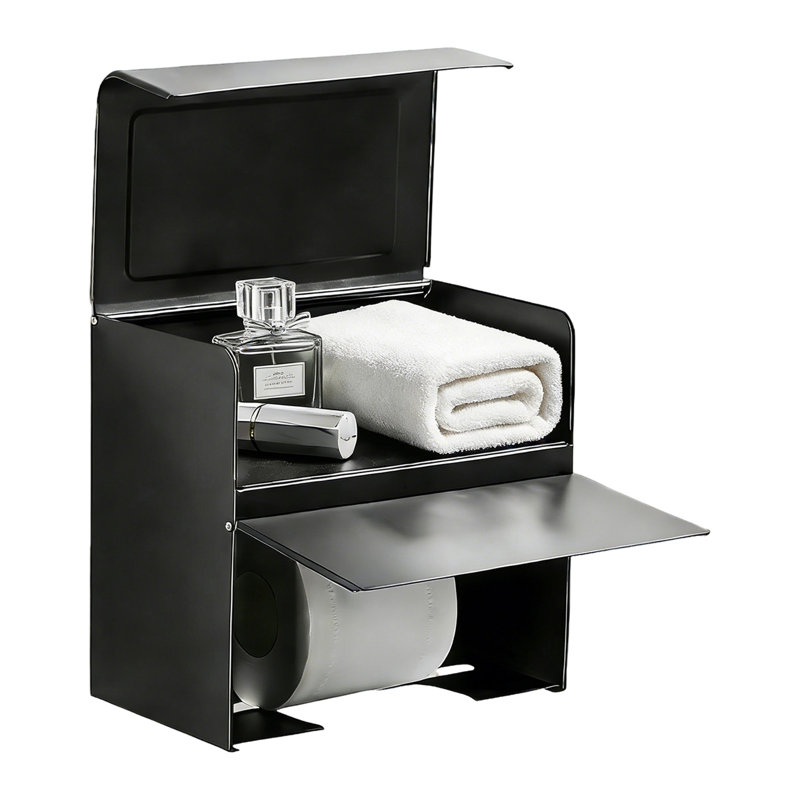 Boîte à mouchoirs murale à 2 niveaux, porte-papier hygiénique en aluminium avec tablette de rangement pour salle de bain