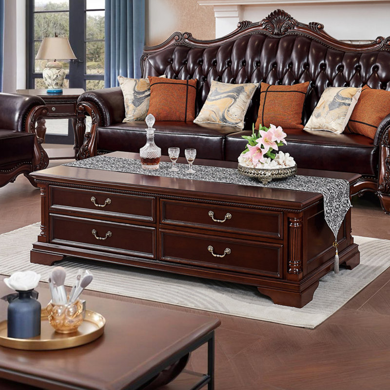 American-style retro luxury coffee table, 19.7" H x 63" L x 33.5" W