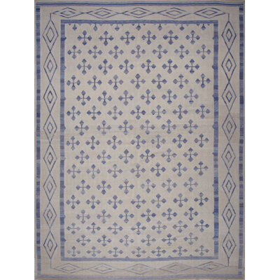 Geometric Area Rug in Blue/Beige
