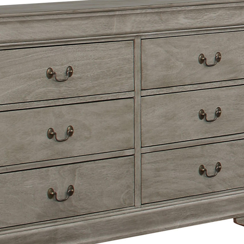 Commode 6 tiroirs Daleyza, Argent argent, Cappuccino