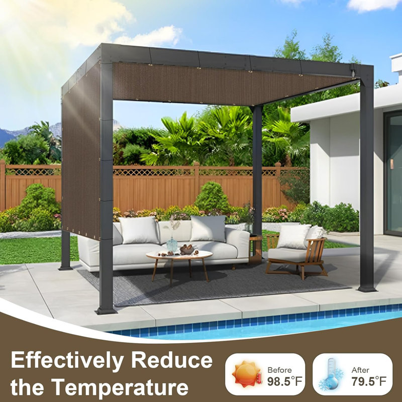 LOVE STORY Pergola Shade Cover Shade Cloth, 144" H x 192" W x 2.7" D, Brown