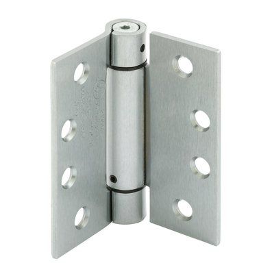 Prime-Line Door Hinge Commercial UL Adjustable Self-Closing Spring Hinge, 4 in. x 4 in. with Square Corners, 4 Holes per Leaf with Screws, .130 in. Gauge