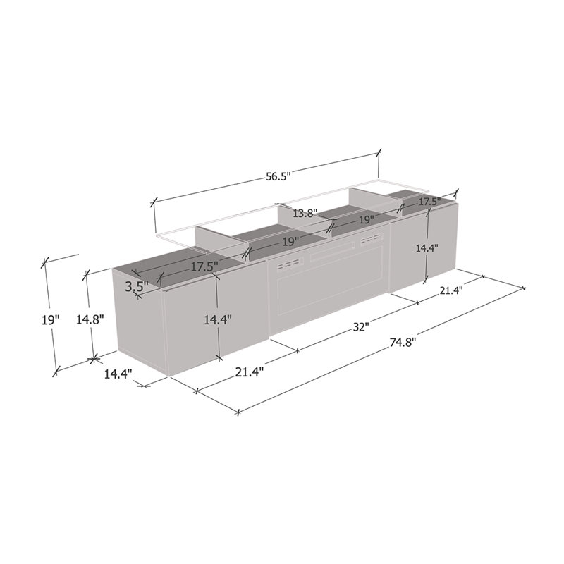 Aiyah TV Stand for TVs up to 75" with Electric Fuel Type and Fireplace Included, White