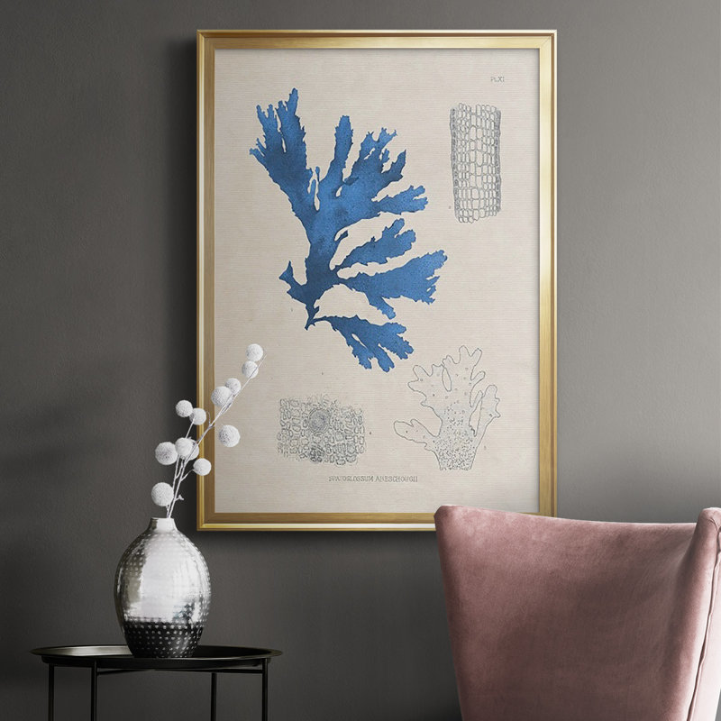 Blue Marine Algae VIII, reproduction encadrée de qualité supérieure - Prêt à être accroché_2869568, Or