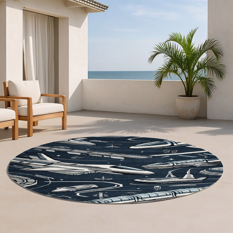 Tapis intérieur et extérieur gris Transport, Rond 5 pi