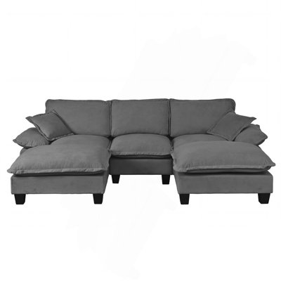 Canapé modulaire modulaire, canapé en U en forme de nuage avec conception de voilier, 2 repose-pieds mobiles et 2 coussins moelleux inclus, chenille confortable pour le salon d'appartement