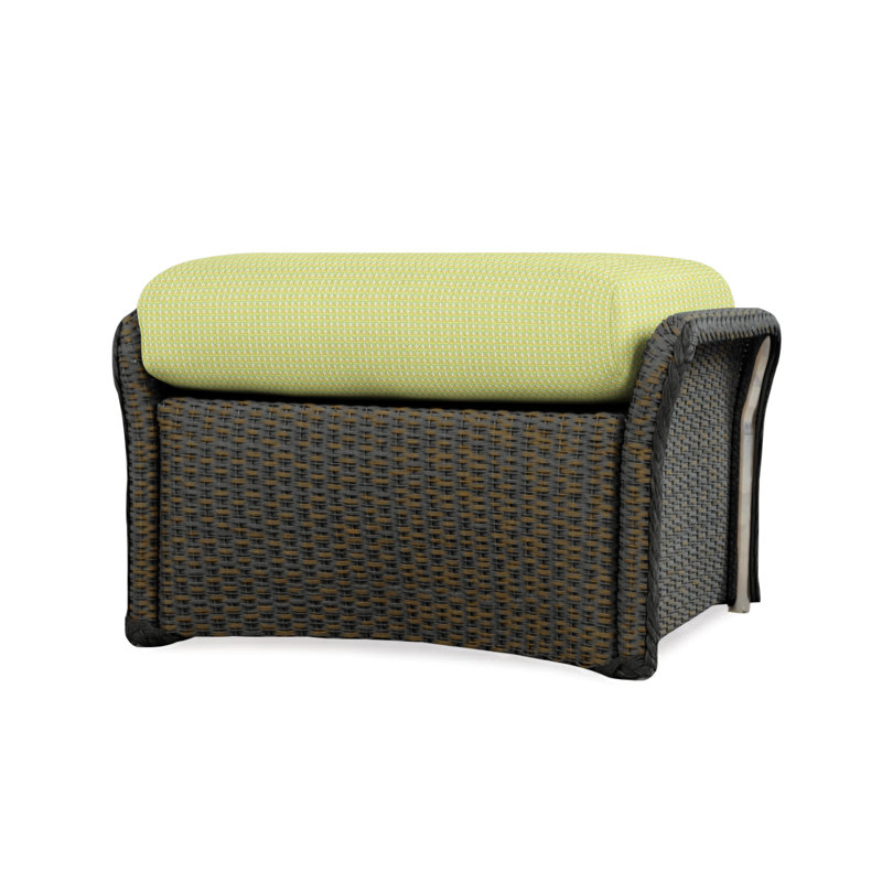 Weekend Retreat Outdoor Ottoman, Consider Indigo, Mink