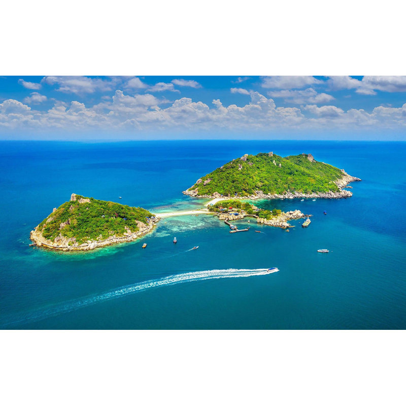 Papier peint de qualité supérieure - vue aérienne d'une île tropicale, L 96 po x l 120 po
