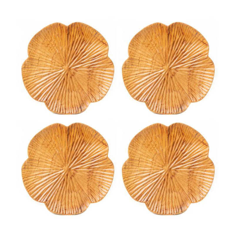 Ensemble de 4 assiettes en bois fleur tenzara