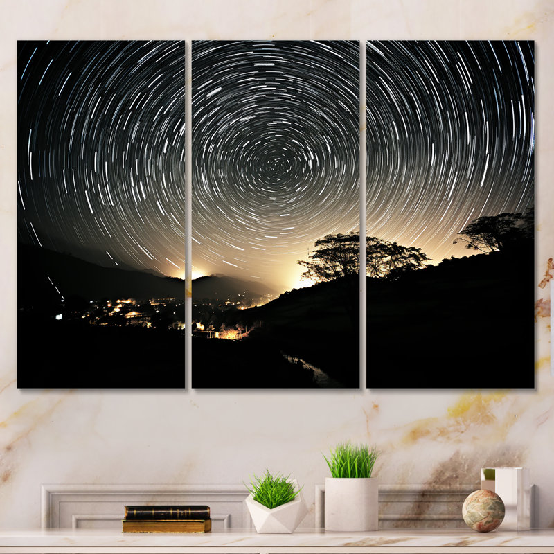 Voyage à travers les étoiles de la nuit - art mural géométrique, Toile tendue, H 28 po x l 36 po x P 1 po