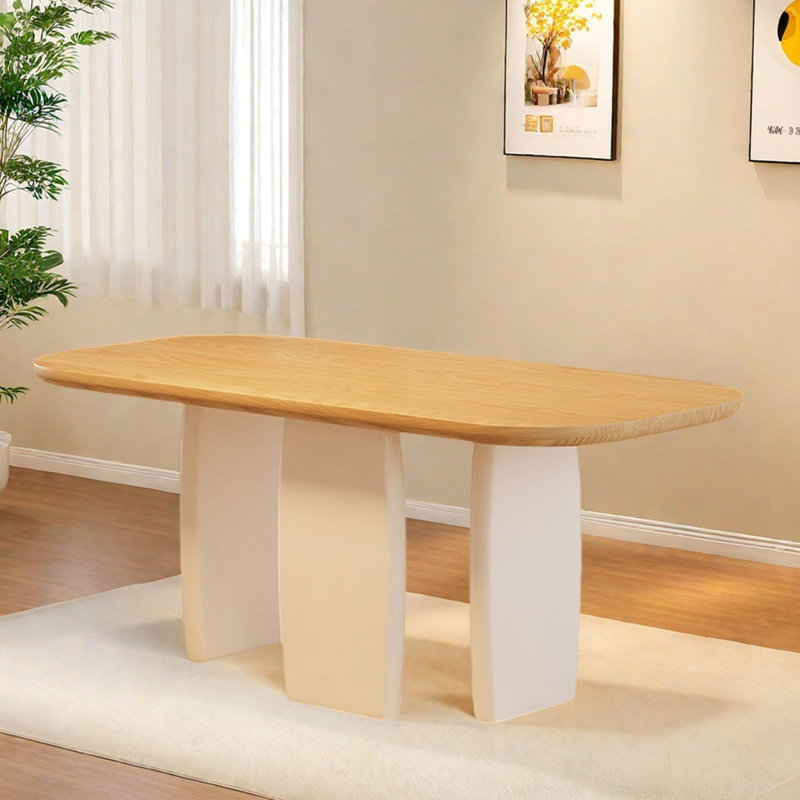 Table de salle à manger en frêne blanc - robuste et élégante, H 29,5 po x L 86,6 po x l 35,4 po
