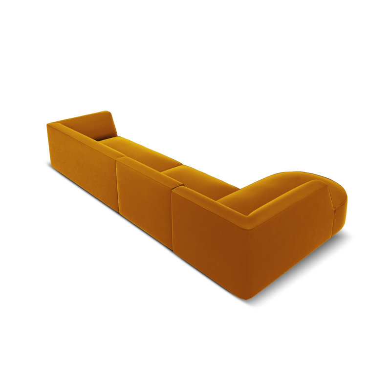 Adoraim 6 Seater Velvet Sofa & Chaise, Left Hand Facing, Yellow
