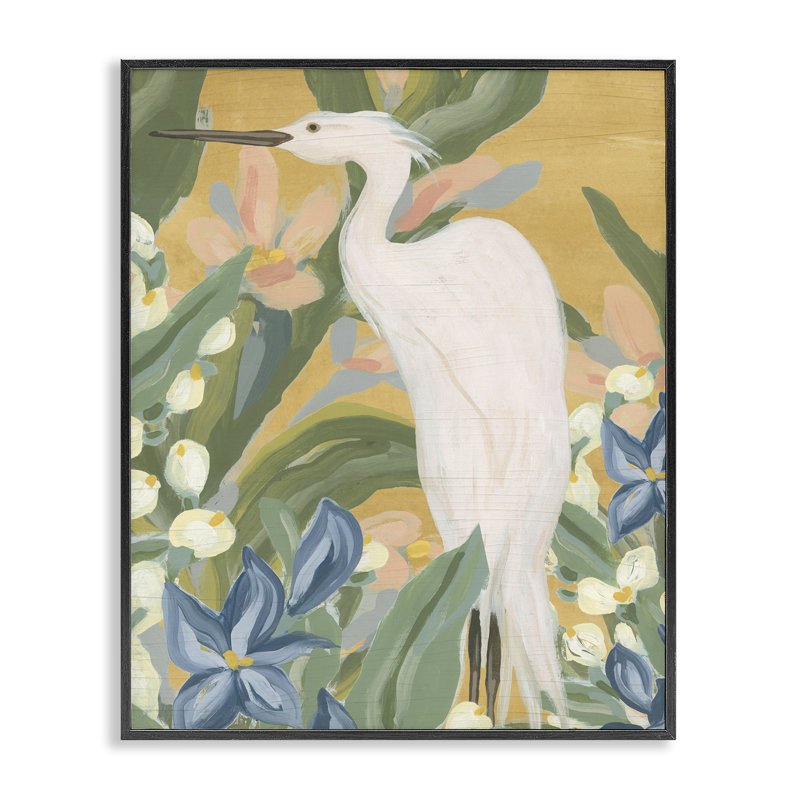 Aigrette tropicale, art de la giclée noire encadrée par June Erica Vess, Giclée encadrée noir minuit, H 20 po x l 16 po