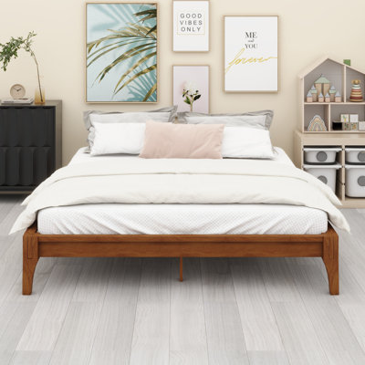 Base de lit plateforme en bois avec support en lattes de bois