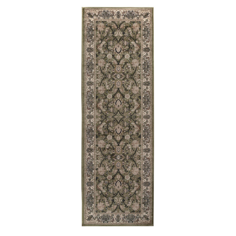 Tapis brun à motif floral Sevanna, Tapis de couloir 2 pi 8 po x 8 pi 1 po