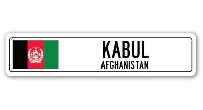 Panneau de signalisation en aluminium de Kaboul, drapeau de l'Afghanistan