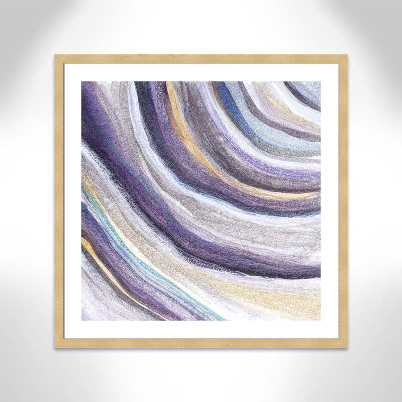 «Nowack Modern Agate Purple Tones», impression encadrée, H 32,5 po x l 32,5 po x P 2 po, Champagne