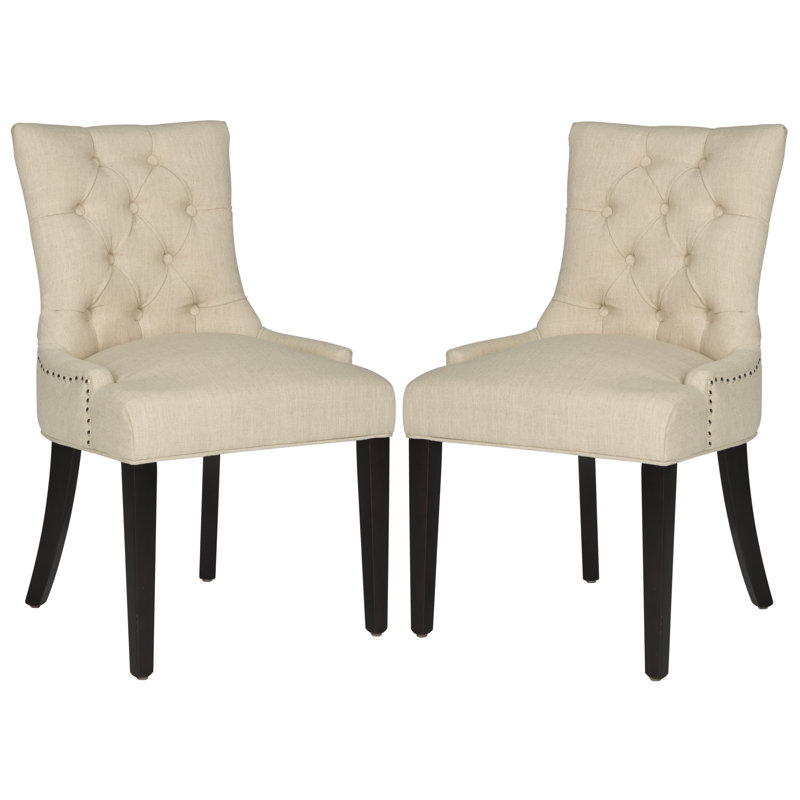 Hempstead 19.7'' H Tufted Linen Upholstered Side Chair, Wheat