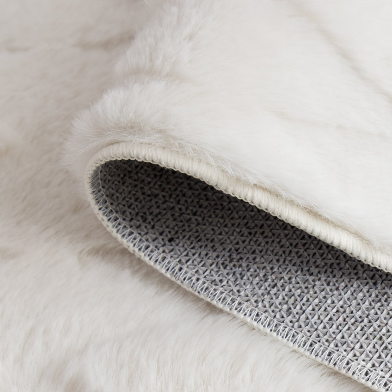 Tapis à poils longs lavable crème Pelo Diamond 5 x 7