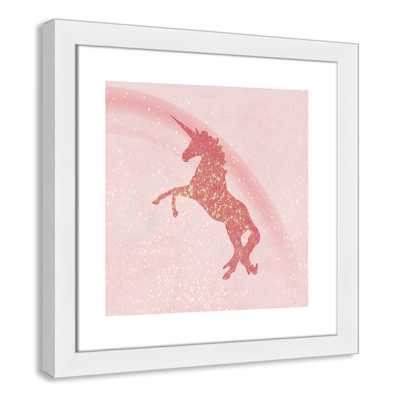 Paillettes licorne 2, H 16 po x l 16 po x P 0,63 po, Cadre blanc